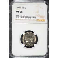 1954-S JEFFERSON NICKEL, NGC MS-66 NGC PRICE GUIDE=$170.00