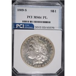 1889-S MORGAN SILVER DOLLAR, PCI GEM  BU PL