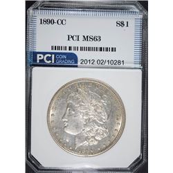 1890-CC MORGAN SILVER DOLLAR, PCI  CHOICE BU