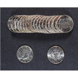1964-D KENNEDY HALF DOLLAR ROLL, ( 20 ) UNC COINS