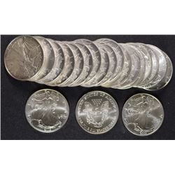 MIXED DATE ROLL OF AMERICAN SILVER EAGLES ( 20 ) PIECES, UNCIRCULATED