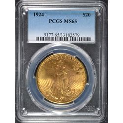 1924 $20.00 ST. GAUDENS GOLD, PCGS MS-65 GEM