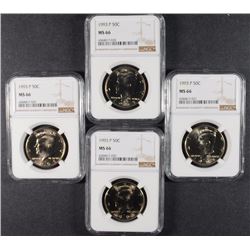 ( 4 ) 1993-P KENNEDY HALF DOLLARS, NGC MS-66