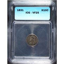 1831 SEATED LIBERTY HALF DIME ICG VF-25