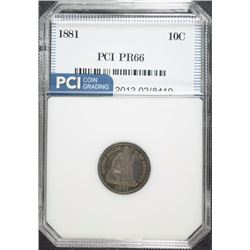 1881 SEATED DIME, PCI SUPERB GEM PROOF