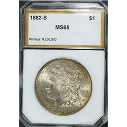 1882-S MORGAN SILVER DOLLAR, PCI GRADED GEM BU