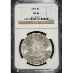 1891 MORGAN DOLLAR NGC MS62
