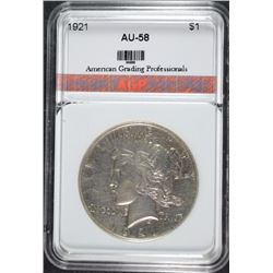 1921 PEACE DOLLAR AGP AU BU