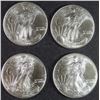 Image 1 : ( 4 ) GEM BU 2002 AMERICAN SILVER EAGLES