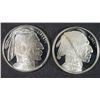 Image 1 : ( 2 ) ONE OUNCE .999 SILVER  INDIAN/BUFFALO ROUNDS