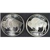Image 2 : ( 2 ) ONE OUNCE .999 SILVER  INDIAN/BUFFALO ROUNDS