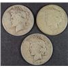 Image 1 : ( 3 ) LOWER GRADE PEACE SILVER DOLLARS: 1922-D, 1923-S &  1924