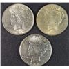 Image 1 : ( 3 ) NICE CIRCULATED PEACE SILVER DOLLARS: 1922, 1923 & 1926-S