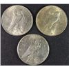 Image 2 : ( 3 ) NICE CIRCULATED PEACE SILVER DOLLARS: 1922, 1923 & 1926-S