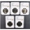 Image 1 : 5-NGC MS-66 KENNEDY HALF DOLLARS 2-1986-P & 3-1987-P