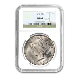 1923 $1 Peace Silver Dollar - NGC MS65
