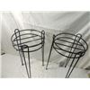 Image 2 : PAIR BLACK WROUGHT IRON PLANT STANDS TABLES
