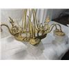 Image 2 : MASSIVE ANTIQUE BRASS GLASS CHANDELIER