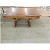 Image 1 : ANTIQUE DINING TABLE ACORN BASE TIGER STRIPE TOP