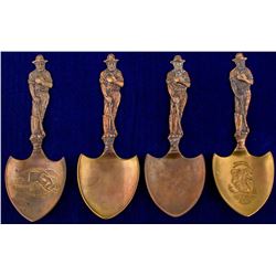 Four Bronze Gilt Shovel Spoons