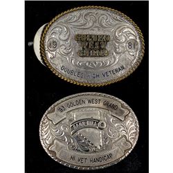 Two Golden West Grand Belt Buckles