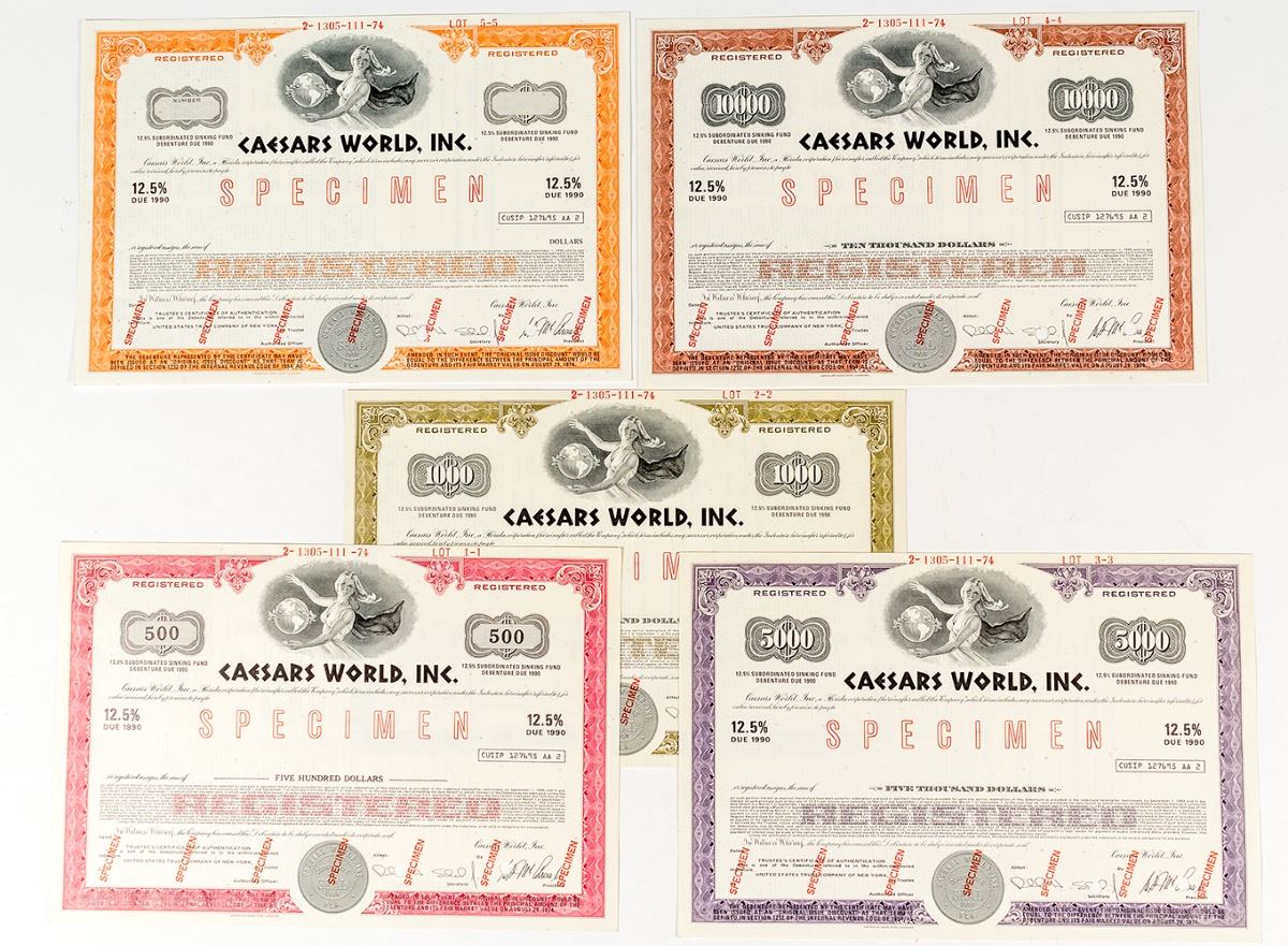 Five Caesars World Specimen 1990 Sinking Fund Bonds