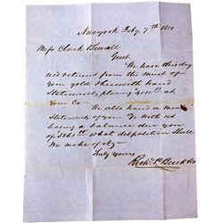 1851 Letter Discussing Gold Dust Sent