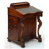 Image 1 : Victorian walnut Davenport, the serpentine sloping front opening to reveal a fitted interior above f