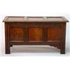 Image 1 : 18th century oak coffer, the three panelled top with hinged lid above a floral carved frieze and pla
