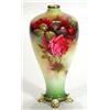 Image 1 : Royal Worcester four footed vase hand painted with roses by R. Austin, marks to base, 22cm high