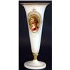 Image 1 : Victorian white opaque glass vase hand painted and gilded with a Grecian maiden onto a gilt panel, 3