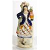 Image 1 : Hand painted Victorian Staffordshire figurine, a young maiden clutching a parrot, 22cm high