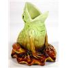 Image 1 : Victorian green and brown glazed Majolica open mouthed frog vase, 15cm high