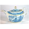 Image 1 : Early Victorian teapot transfer printed with blue and white 'Willow' pattern, 16cm high