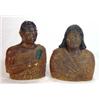 Image 1 : Pair of 19th century Maori busts in traditional costume carved from amber gris, 17cm high