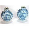 Image 1 : Two 19th century Chinese blue and white moon flasks decorated with pagodas, one with figures and peo