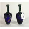 Image 1 : Small pair of slim necked Cloisonne vases, decorated with flowers and butterflies, 12cm high