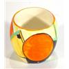 Image 1 : Clarice Cliff 'Bizarre' eggcup hand painted with blue, orange, black and yellow circles and zigzags,