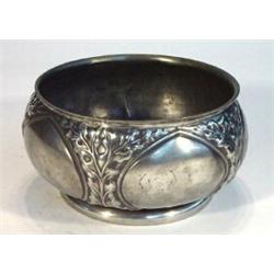 Libertys Tudric pewter rose bowl moulded with stylised leaves and marked English Pewter 01138 to bas