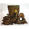 Image 1 : Cast bronze vase relief moulded with a snake and a fly climbing a log inset with semi precious stone