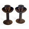 Image 1 : Pair of Coberg cast iron Arts and Crafts candlesticks, impressed marks to base, 13cm high