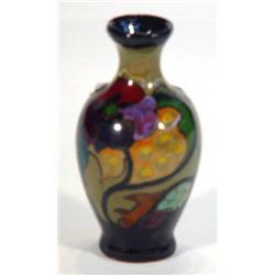 Miniature Gouda pottery vase hand painted with Art Nouveau flowers, marks to base, 8cm high