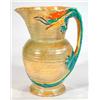 Image 1 : Hand painted Burleighware jug moulded with a dragon handle onto an orange and green iridescent groun