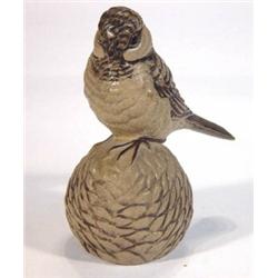 Poole pottery Barbara Lynley Adams seated sparrow on a pine cone, impressed marks to base, 14cm high