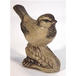 Poole pottery Barbara Lynley Adams seated sparrow on wheat, impressed marks to base, 11cm high