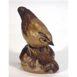 Poole pottery Barbara Lynley Adams bird on an acorn, impressed marks to base, 8cm high