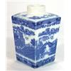 Image 1 : Square based Ringtons blue and white 'Willow' patterned tea caddy, marks to base, 18cm high