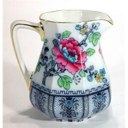 Victorian Losolware 'Shanghai' patterned jug hand coloured and transfer printed with birds and flowe