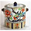 Image 1 : Victorian hand coloured and transfer printed Losolware biscuit barrel and cover, decorated with cont