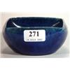 Image 1 : Blue glazed square Dickerware bowl, impressed marks to base, 11cm diameter